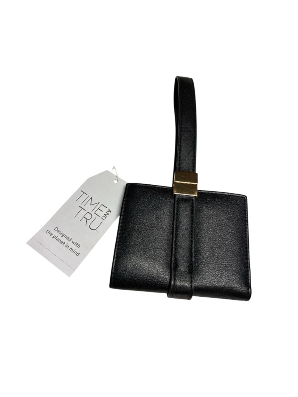 Time and Tru Poppy Black Wristlet With Gold Hardware